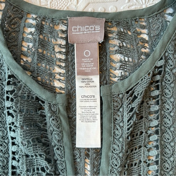 Chico's Lace Novelty Vest Mountain Pine Sz 0 S/4 EUC - Picture 5 of 14